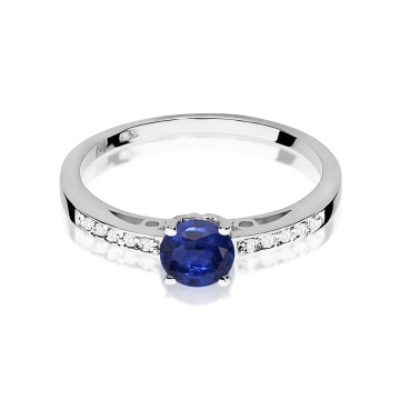 Inel Aur 9K cu Safir 0.50 ct si Diamante Naturale 0.05 ct - Img 6