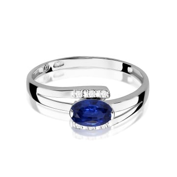 Inel Aur 9K cu Safir 0.70 ct si Diamante Naturale 0.05 ct - Img 6