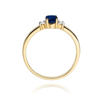 Inel Aur 9K cu Safir 0.70 ct si Diamante Naturale 0.08 ct - Img 6
