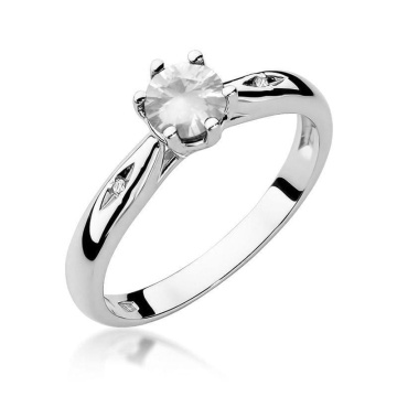 Inel Aur 9K cu Safir Alb 0.60 ct si Diamante Naturale 0.01 ct - Img 5
