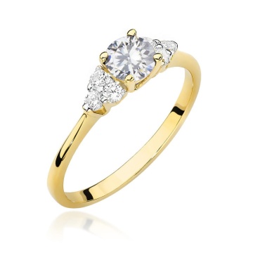 Inel Aur 9K cu Safir Alb 0.60 ct si Diamante Naturale 0.18 ct