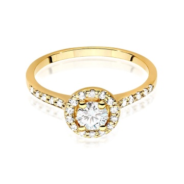 Inel Aur 9K cu Safir Alb 0.60 ct si Diamante Naturale 0.24 ct - Img 2