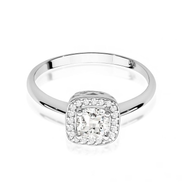 Inel Aur 9K cu Safir Alb 0.70 ct si Diamante Naturale 0.10 ct - Img 6