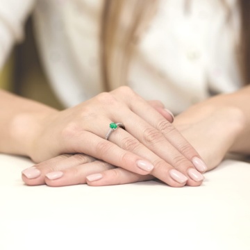 Inel Aur 9K cu Smarald 0.40 ct si Diamante Naturale 0.05 ct - Img 6