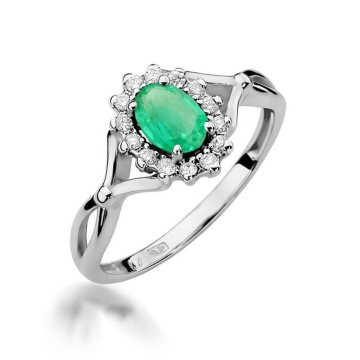 Inel Aur 9K cu Smarald 0.40 ct si Diamante Naturale 0.12 ct - Img 5