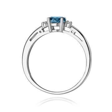 Inel Aur 9K cu Topaz London Blue 0.50 ct si Diamante Naturale 0.03 ct - Img 7