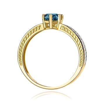 Inel Aur 9K cu Topaz London Blue 0.50 ct si Diamante Naturale 0.08 ct - Img 3