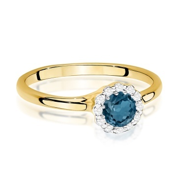 Inel Aur 9K cu Topaz London Blue 0.50 ct si Diamante Naturale 0.10 ct - Img 2