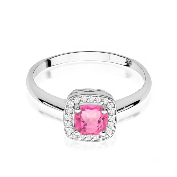 Inel Aur 9K cu Topaz Roz 0.65 ct si Diamante Naturale 0.10 ct - Img 5