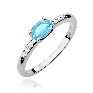 Inel Aur 9K cu Topaz Swiss 0.50 ct si Diamante Naturale 0.03 ct - Img 5