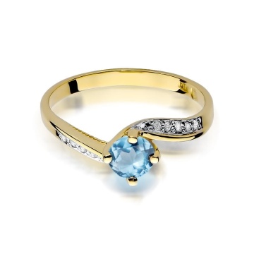 Inel Aur 9K cu Topaz Swiss 0.50 ct si Diamante Naturale 0.05 ct - Img 2