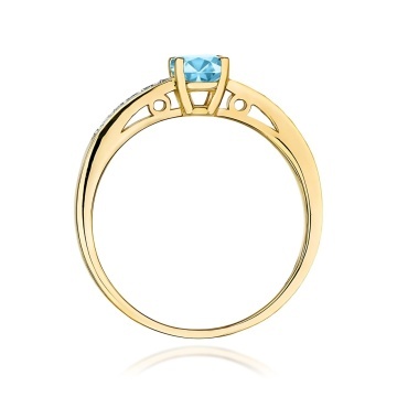 Inel Aur 9K cu Topaz Swiss 0.50 ct si Diamante Naturale 0.05 ct - Img 2
