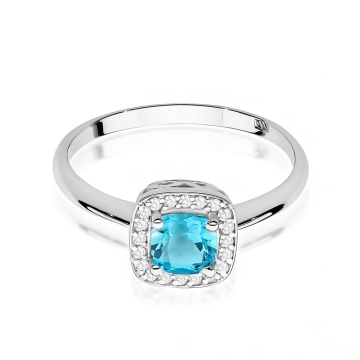 Inel Aur 9K cu Topaz Swiss 0.70 ct si Diamante Naturale 0.10 ct - Img 6