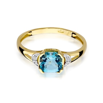 Inel Aur 9K cu Topaz Swiss 1.10 ct si Diamante Naturale 0.01 ct - Img 2