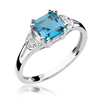 Inel Aur 9K cu Topaz Swiss 1.40 ct si Diamante Naturale 0.06 ct - Img 5