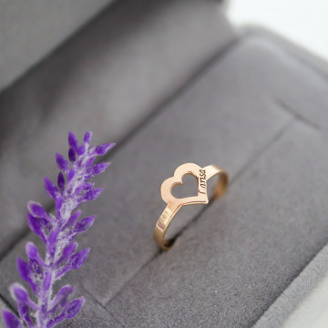 Inel cu inimioara personalizabila din aur 14k - Img 5