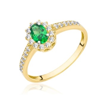 Inel de Logodnă Aur 8K cu Piatră Verde – Eleganță Atemporală - Img 7
