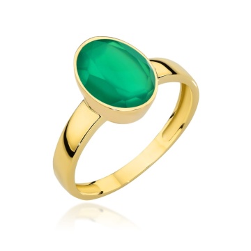 Inel din Aur 14K cu Agat Verde Natural - Img 2