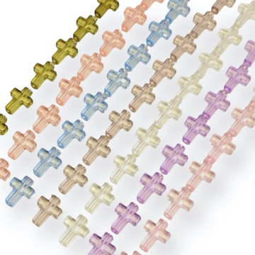 Margele acrilice colorate - cruci 1.5x1.2cm - set 10 bucati mix - Img 2