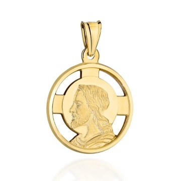 Medalion Aur 14K cu Imaginea lui Iisus, Model Rotund, Dimensiuni Mari - Img 2
