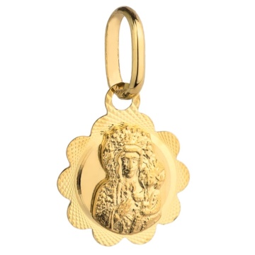 Medalion Floare Aur 14k cu Fecioara Maria si Iisus - Img 3