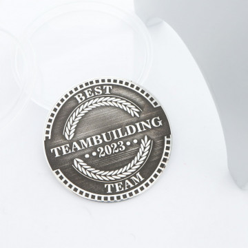 Moneda Teambuilding 3cm din Argint 925 personalizata cu sigla firmei - Img 2