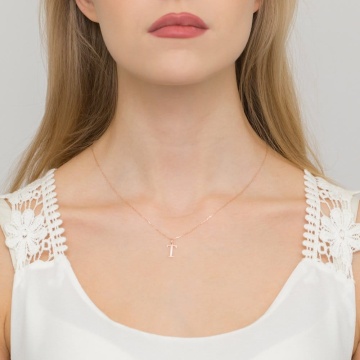 Pandantiv Aur 14K cu Diamante Naturale 0.01 ct - Img 2