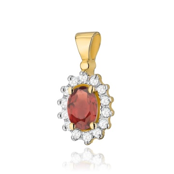 Pandantiv Aur 14K cu Granat 0.50 ct si Diamante Naturale 0.12 ct - Img 5