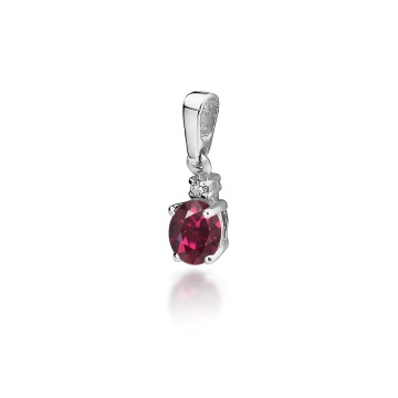 Pandantiv Aur 14K cu Rhodolite 0.50 ct si Diamant Natural 0.01 ct - Img 5
