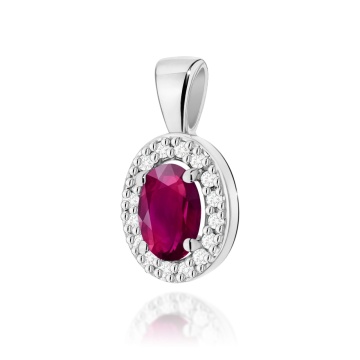 Pandantiv Aur 14K cu Rhodolite 0.50 ct si Diamante Naturale 0.08 ct - Img 7