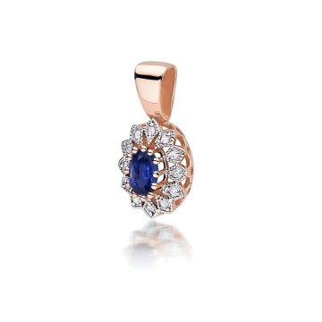 Pandantiv Aur 14K cu Safir 0.70 ct si Diamante Naturale 0.10 ct - Img 3
