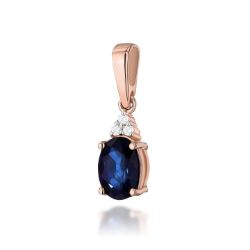 Pandantiv Aur 14K cu Safir 0.90 ct si Diamante Naturale 0.03 ct - Img 4