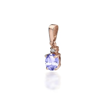 Pandantiv Aur 14K cu Tanzanit 0.40 ct si Diamant Natural 0.01 ct - Img 3