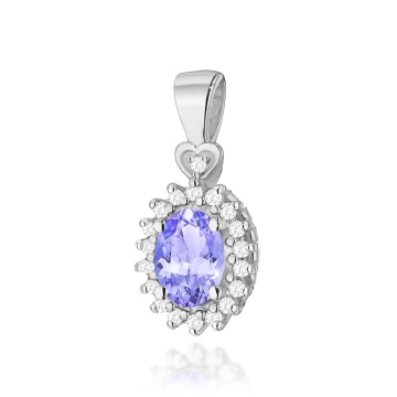 Pandantiv Aur 14K cu Tanzanit 0.40 ct si Diamante Naturale 0.10 ct - Img 3