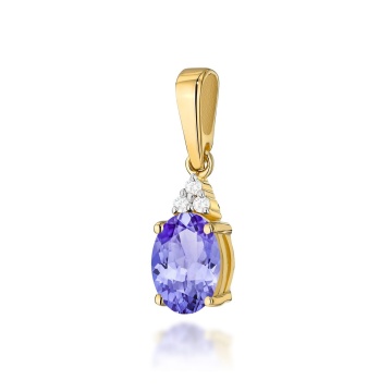 Pandantiv Aur 14K cu Tanzanit 0.70 ct si Diamante Naturale 0.03 ct - Img 3