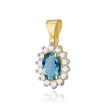 Pandantiv Aur 14K cu Topaz London Blue 0.50 ct si Diamante Naturale 0.12 ct - Img 5