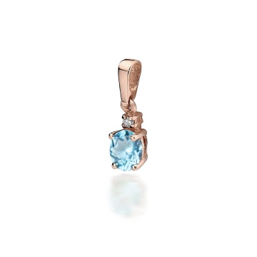 Pandantiv Aur 14K cu Topaz Swiss 0.50 ct si Diamant Natural 0.01 ct - Img 3