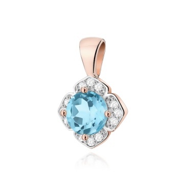 Pandantiv Aur 14K cu Topaz Swiss 0.50 ct si Diamante Naturale 0.06 ct - Img 3