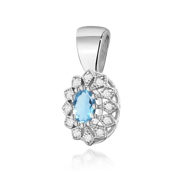 Pandantiv Aur 14K cu Topaz Swiss 0.50 ct si Diamante Naturale 0.10 ct - Img 3