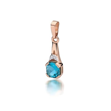 Pandantiv Aur 14K cu Topaz Swiss 1.10 ct si Diamant Natural 0.01 ct - Img 3