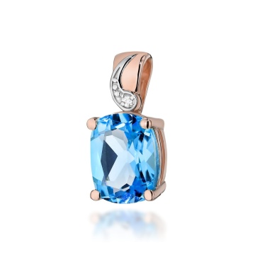 Pandantiv Aur 14K cu Topaz Swiss 2.40 ct si Diamant Natural 0.01 ct - Img 5