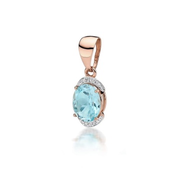 Pandantiv Aur 14K cu Topaz Swiss 3.00 ct si Diamante Naturale 0.04 ct - Img 3