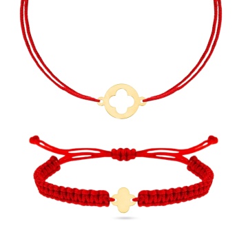 Set brățări Mama & Copil, cu șnur și figurine din Aur 14K - Img 2