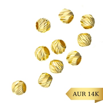 Bile Striate Diamond Cut 2mm din AUR 14K Pachet 1 gram