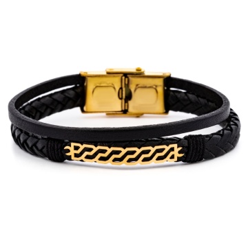 Brățara Contempo din AUR 14K si Piele Naturală