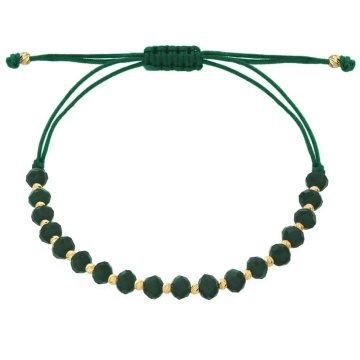 Brățară cu bile si pietre de smarald pe șnur verde - Img 2