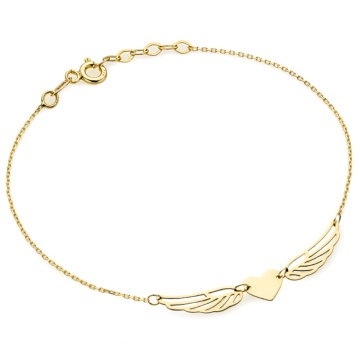 Brățară Delicată Inimă cu Aripi din Aur 14K - Img 2