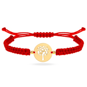 Bratara Tree of Love cu snur si pandantiv din aur 14k