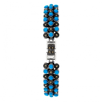 Ceas din Argint 925 cu marcasite 47.09g - Img 2