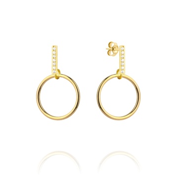Cercei Aur 14k cu Cerculete si Zirconii Albe - Img 5